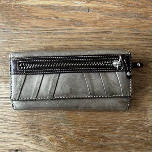 Roots Gray and Brown Leather Wallet